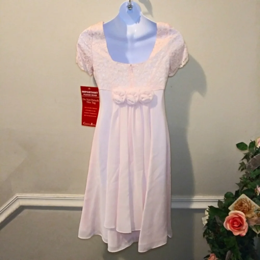 Vintage Girl's Lanz of Salzburg Pale Pink Lace & Chiffon Special Occasion Dress